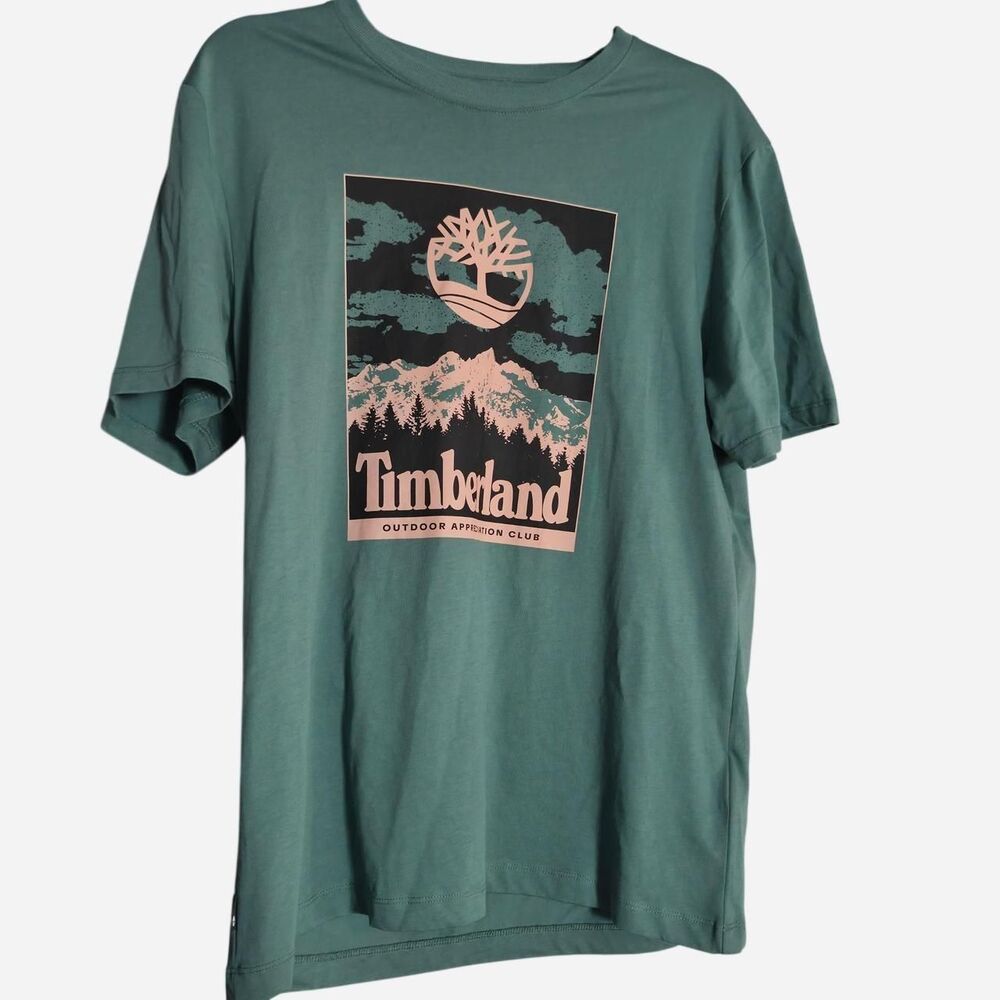 Timberland Men's Green and Blue T-shirt